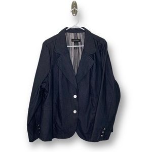 Lane Bryant Blazer Silver Buttons Dark Blue Sz 28
